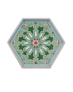 Hand-painted wooden table with Moorish arch-shaped legs 